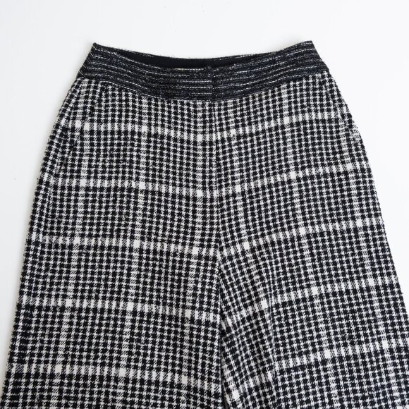 ANTHROPOLOGIE Exquise Wide Leg High Rise Plaid Trousers Pants Black White Small - Picture 6 of 14